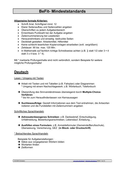 BeFit- Mindeststandards - AK SDW Schwaben
