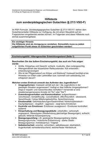 Hilfetexte zum SonderpÃ¤dagogischen Gutachen - AK SDW Schwaben