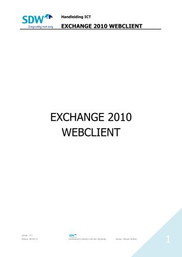 1 EXCHANGE 2010 WEBCLIENT - SDW is een