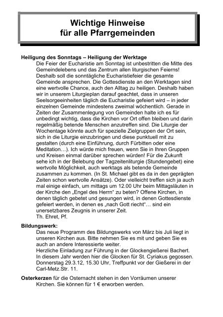 Pfarrblatt Nr. 4 vom 18.03. bis 08.04.2012 - Seelsorgeeinheit ...