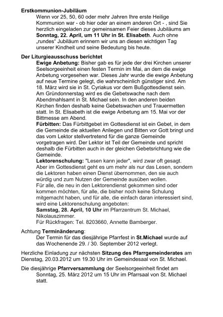 Pfarrblatt Nr. 4 vom 18.03. bis 08.04.2012 - Seelsorgeeinheit ...