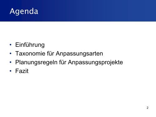 Planungsregeln für die Anpassung von Fachanwendungen