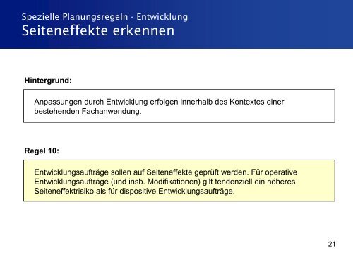 Planungsregeln für die Anpassung von Fachanwendungen