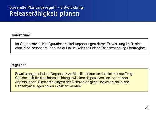 Planungsregeln für die Anpassung von Fachanwendungen