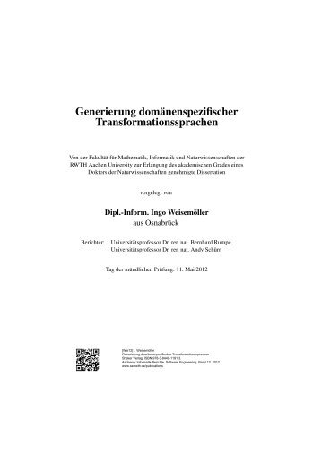 Generierung domÃ¤nenspezifischer Transformationssprachen