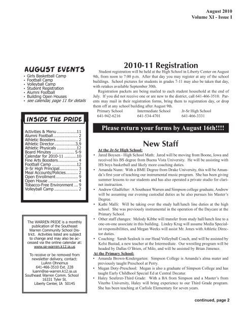 New Staff - Southeast Warren Community School District