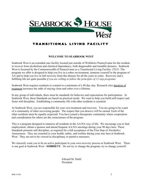 RESIDENT HANDBOOK - Seabrook House