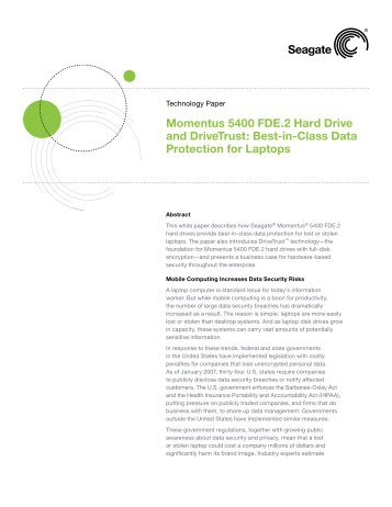Momentus 5400 FDE.2 Hard Drive and DriveTrust: Best-in ... - Seagate