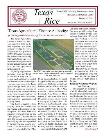 Texas Rice - Texas A&M AgriLIFE Research Center at Beaumont ...