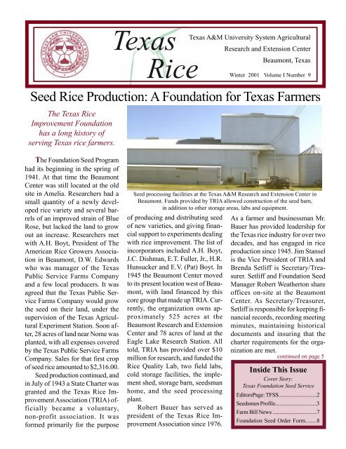 Texas Rice - Texas A&M AgriLIFE Research Center at Beaumont ...