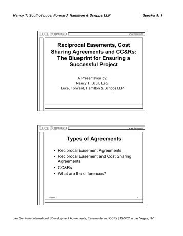 Reciprocal Easements, Cost Sharing Agreements and CC&Rs;