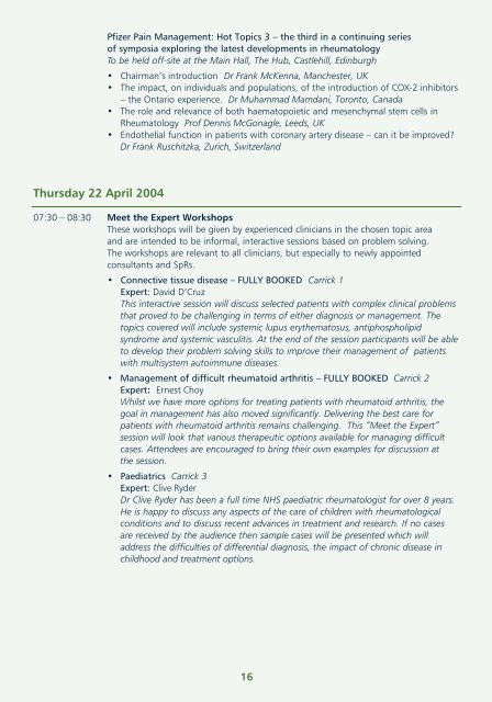 View conference programme - The British Society for Rheumatology