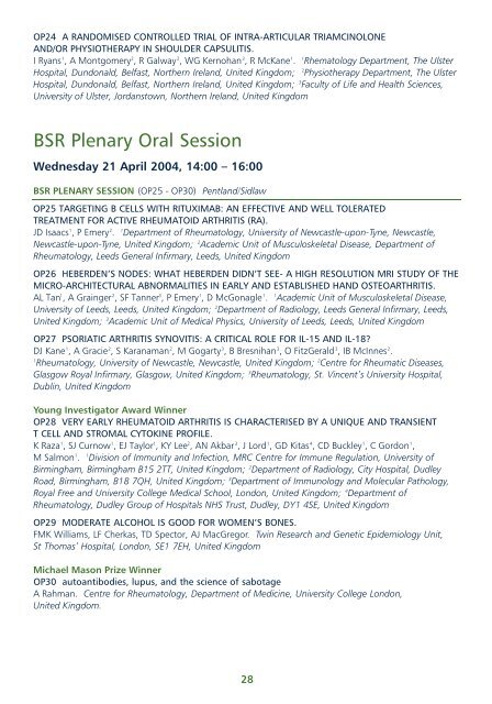 View conference programme - The British Society for Rheumatology