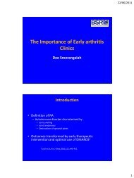The Importance of Early arthritis Clinics Dee Sreerangaiah Introduction