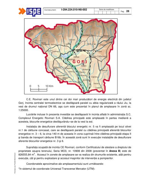 Raport de impact asupra mediului - Complexul Energetic Rovinari