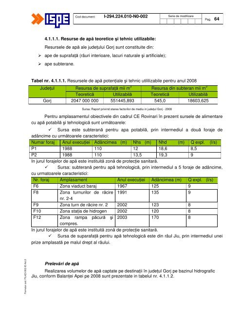 Raport de impact asupra mediului - Complexul Energetic Rovinari