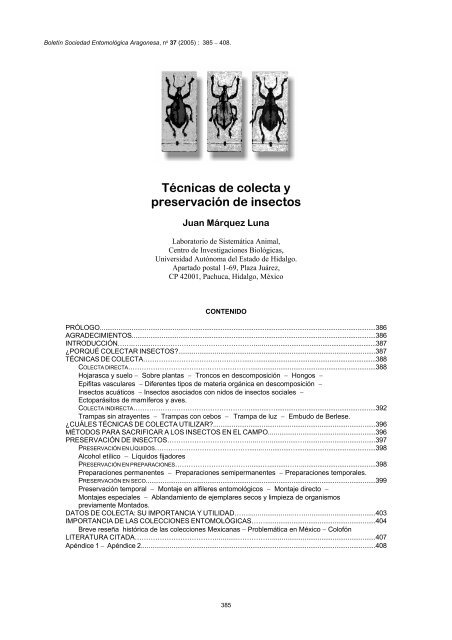 TÃ©cnicas de colecta y preservaciÃ³n de insectos - Universidad ...