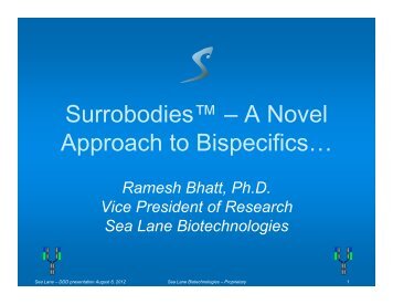 Surrobodies - Sea Lane Biotechnologies, LLC