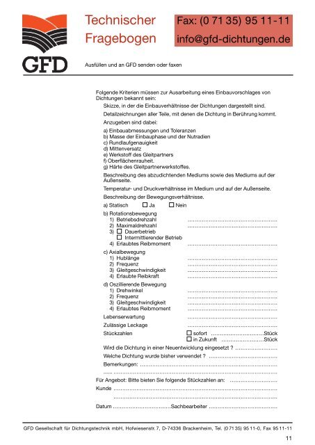 gfd-dichtungen.de - GFD - Gesellschaft fÃ¼r Dichtungstechnik mbH