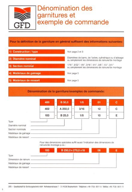 CATALOGU E - GFD - Gesellschaft fÃ¼r Dichtungstechnik mbH