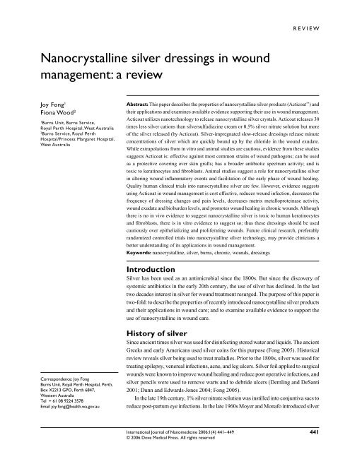 Nanocrystalline silver dressings in wound management - Seal Shield