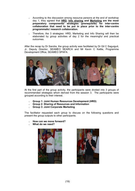 Inter-Centre Collaboration - Southeast Asian Ministers of Education ...