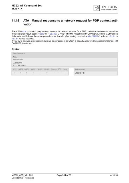 MC52i AT Command Set