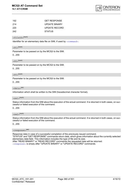 MC52i AT Command Set