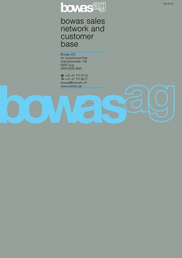 bowas sales network and customer base - Bohlen Industrie GmbH