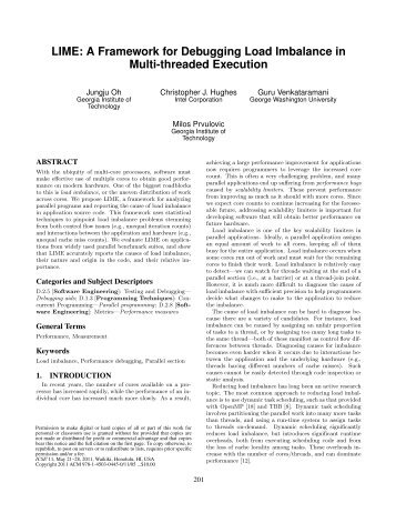 LIME: a framework for debugging load imbalance in multi-threaded ...