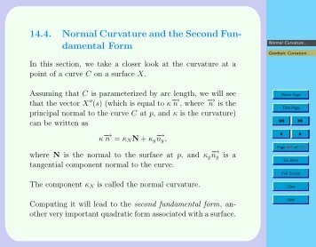 14.4. Normal Curvature and the Second Fun- damental Form