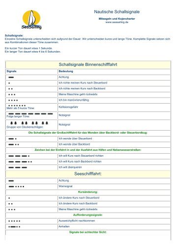 Nautische Schallsignale - Mitsegeln bei SeaSailing