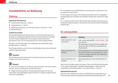 SEA T S O U N D SYSTEM 3 .0 BETRIEBS ANLEITUNG - Seat Forum