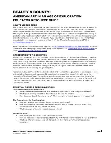 Beauty & Bounty Educator Resource Guide - Seattle Art Museum