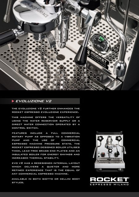 Evoluzione V2 technical specifications PDF - Rocket Espresso Milano