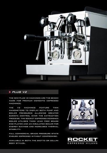 Plus V2 technical specifications PDF - Rocket Espresso Milano