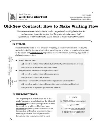 Old-New Contract: How to Make Writing Flow - Seattle University