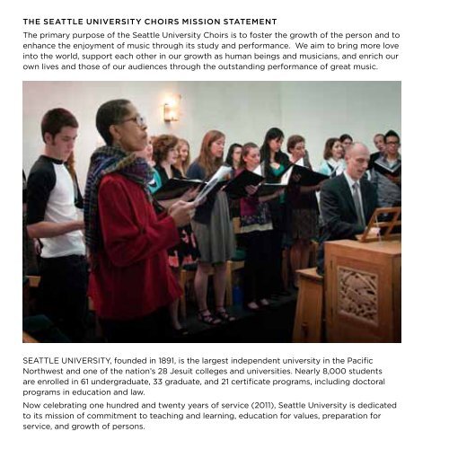 the seattle university choirs mission statement