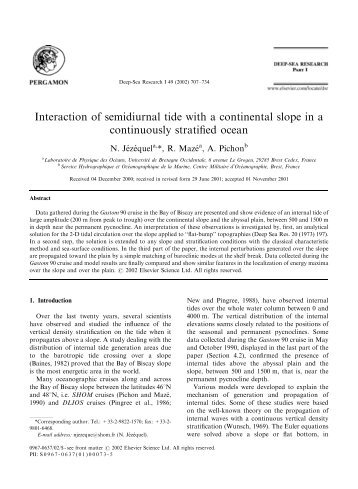 Interaction of semidiurnal tide with a continental slope ... - Seaturtle.org