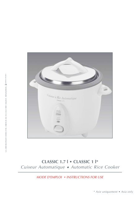 CLASSIC 1.7 l â€¢ CLASSIC 1 l* Cuiseur Automatique ... - Seb