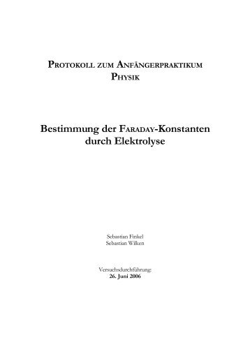 Bestimmung der FARADAY-Konstanten durch Elektrolyse