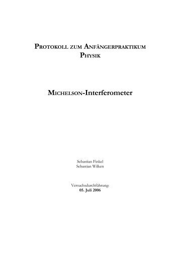 MICHELSON-Interferometer - sebastian-wilken.de