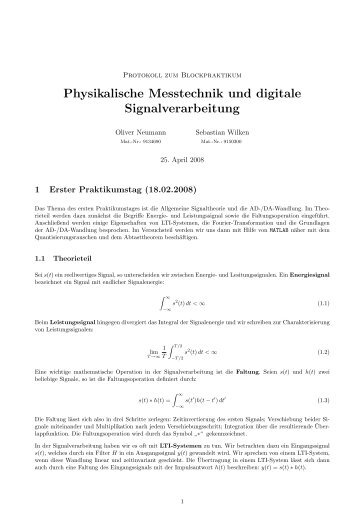 Physikalische Messtechnik und digitale Signalverarbeitung