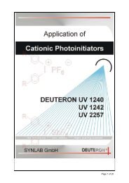 Application of Cationic Photoinitiators - Deuteron GmbH