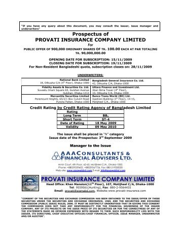 Provati Insurance Company Limited------ Full Prospectus