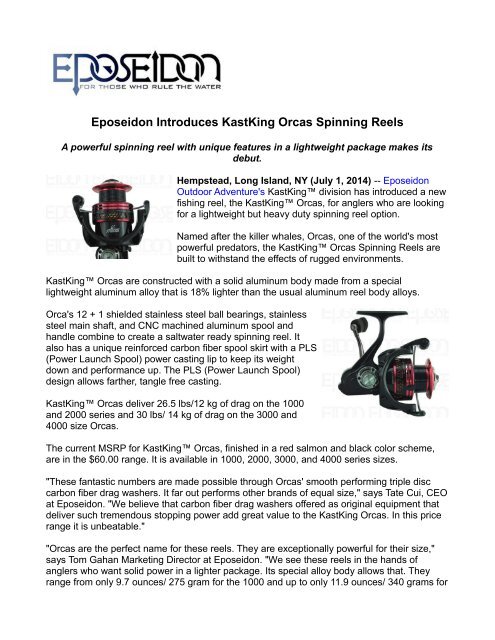 Eposeidon Introduces KastKing Orcas Spinning Reels