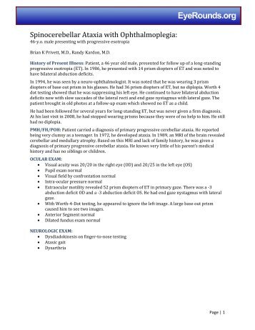Spinocerebellar Ataxia with Ophthalmoplegia: - Ophthalmology and ...