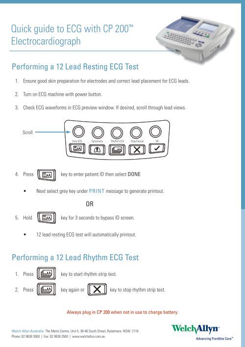 Quick guide to ECG with CP 200â ¢ Electrocardiograph