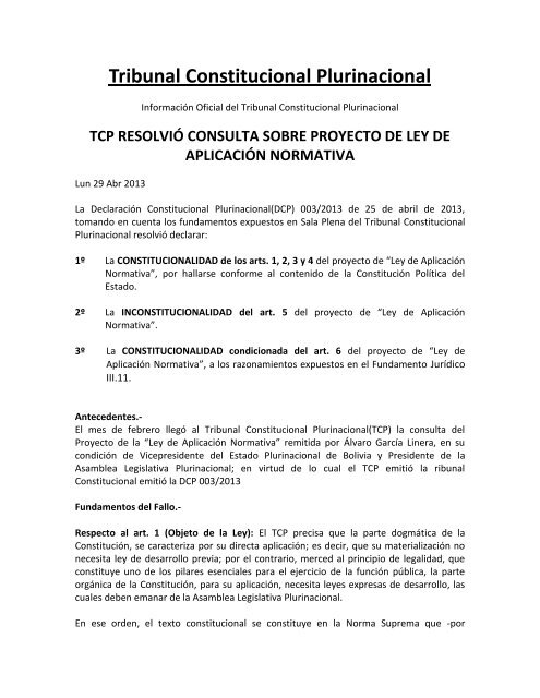 Tribunal Constitucional Plurinacional - Los Tiempos