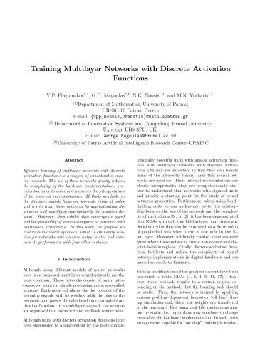 Training Multilayer Networks with Discrete Activation Functions